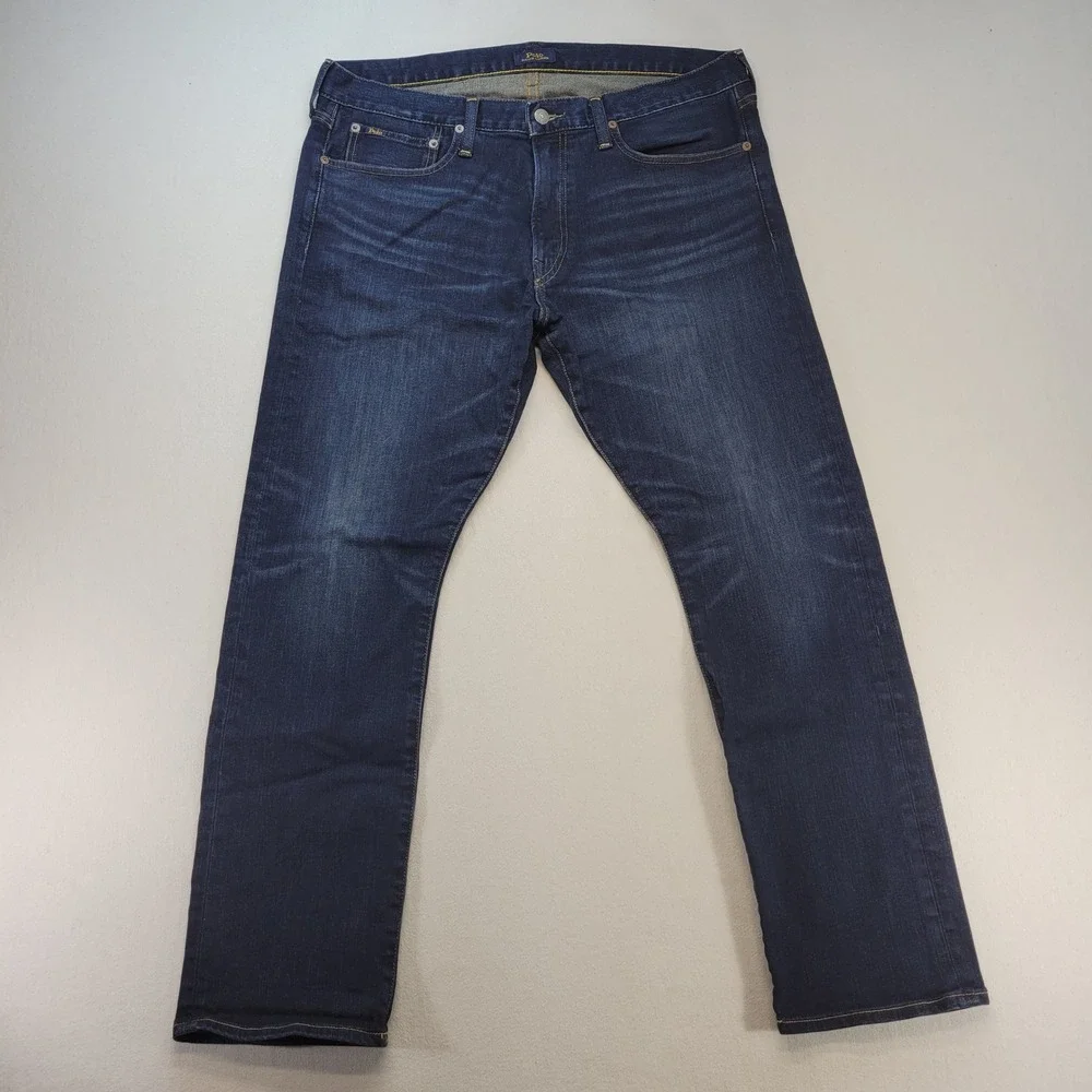 Polo Ralph Lauren Jeans Mens 36x30 Blue Varick Slim Straight Dark Wash Denim